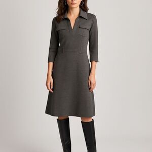 Diane Von Furstenberg DVF Vintage Gray Grey Knit Dress With Chest Pockets